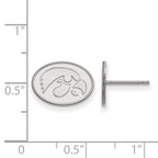 Sterling Silver Rhodium-plated LogoArt University of Iowa Hawk Extra Small Oval Post Earrings