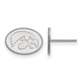 14k White Gold LogoArt University of Iowa Hawk Extra Small Oval Post Earrings