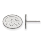Sterling Silver Rhodium-plated LogoArt University of Iowa Hawk Extra Small Oval Post Earrings