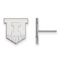14k White Gold LogoArt University of Illinois Victory Badge Small Post Earrings