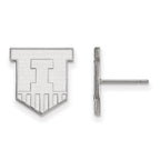 14k White Gold LogoArt University of Illinois Victory Badge Small Post Earrings
