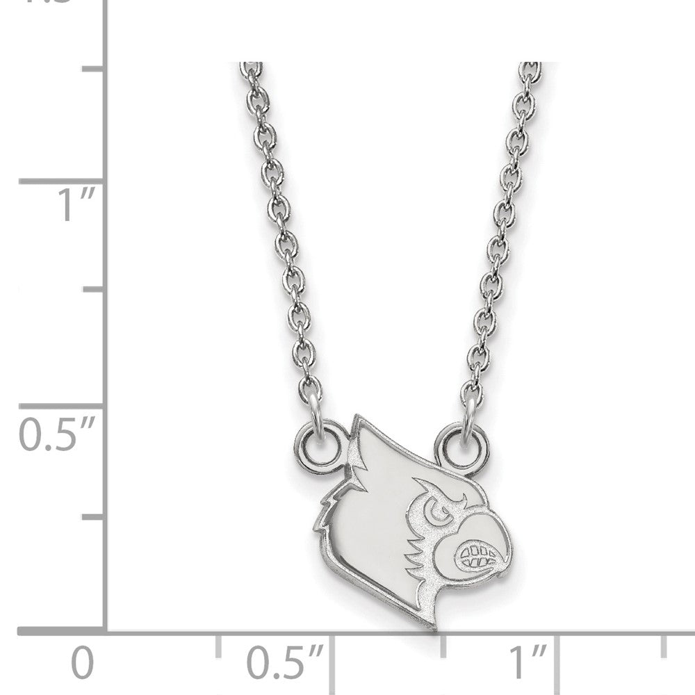 10k White Gold LogoArt University of Louisville Cardinal Small Pendant 18 inch Necklace