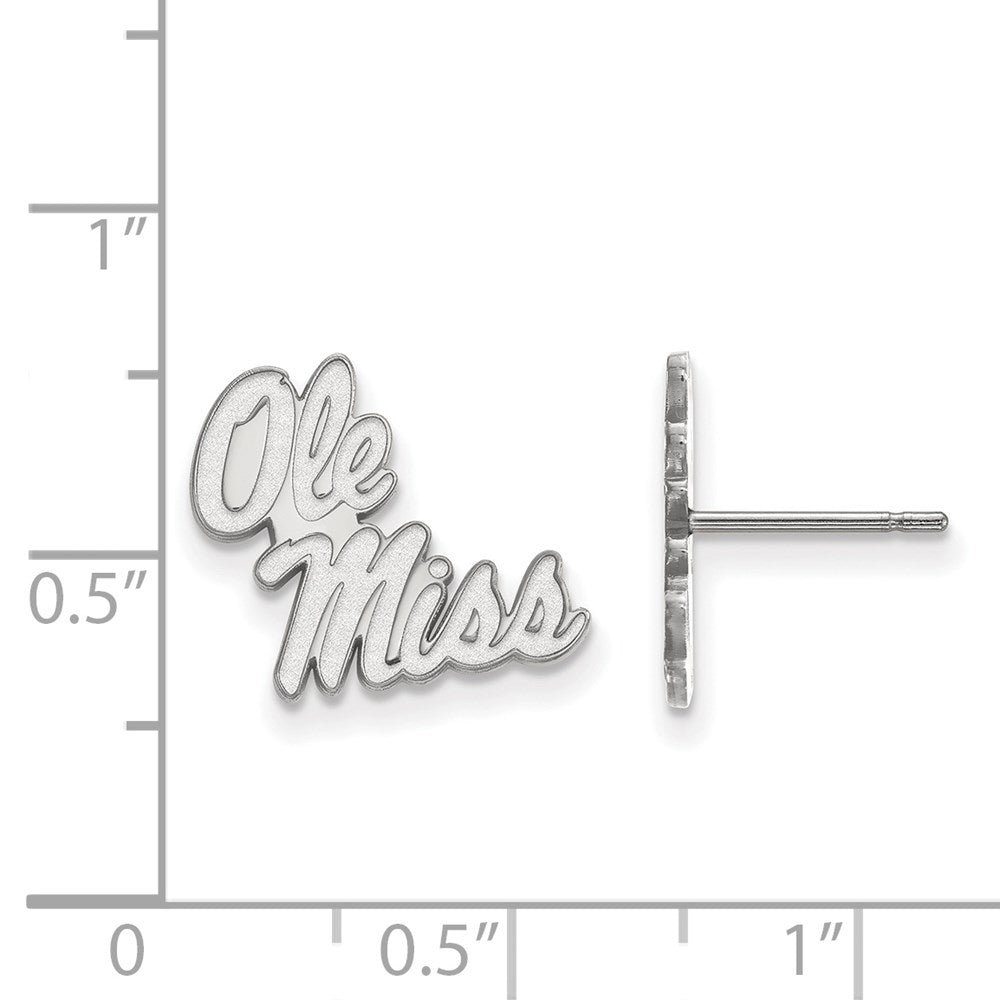 Sterling Silver Rhodium-plated LogoArt University of Mississippi Ole Miss Small Post Earrings