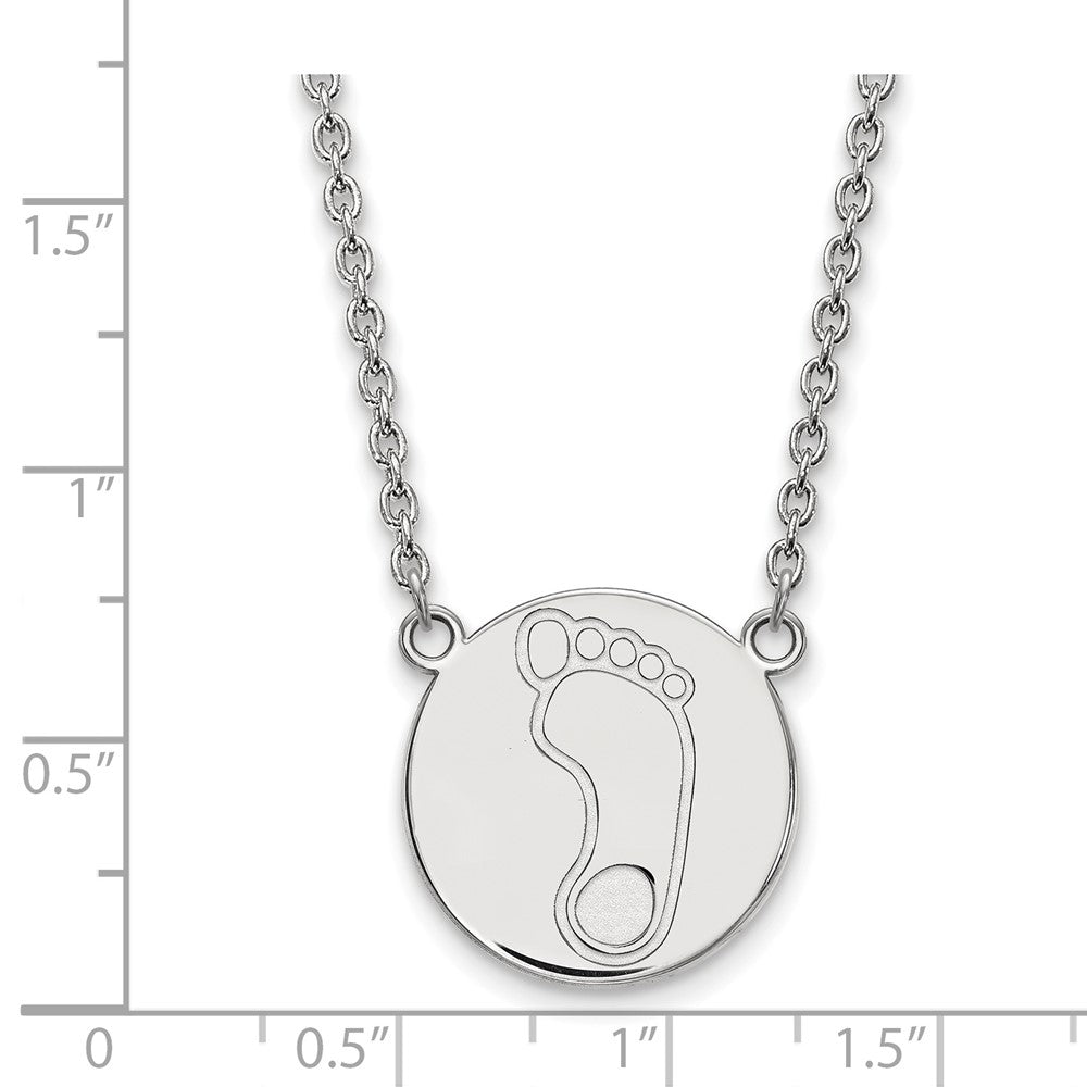 Sterling Silver Rhodium-plated LogoArt University of North Carolina Tar Heel Large Disc Pendant 18 inch Necklace