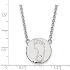 Sterling Silver Rhodium-plated LogoArt University of North Carolina Tar Heel Large Disc Pendant 18 inch Necklace