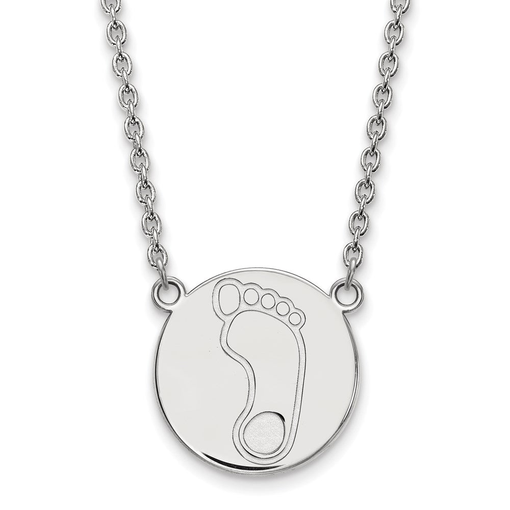 Sterling Silver Rhodium-plated LogoArt University of North Carolina Tar Heel Large Disc Pendant 18 inch Necklace