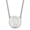 Sterling Silver Rhodium-plated LogoArt University of North Carolina Tar Heel Large Disc Pendant 18 inch Necklace