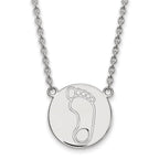 Sterling Silver Rhodium-plated LogoArt University of North Carolina Tar Heel Large Disc Pendant 18 inch Necklace