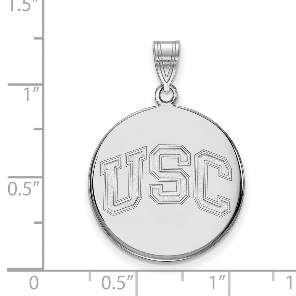 Sterling Silver Rhodium-plated University of Southern California U-S-C Large Disc Pendant