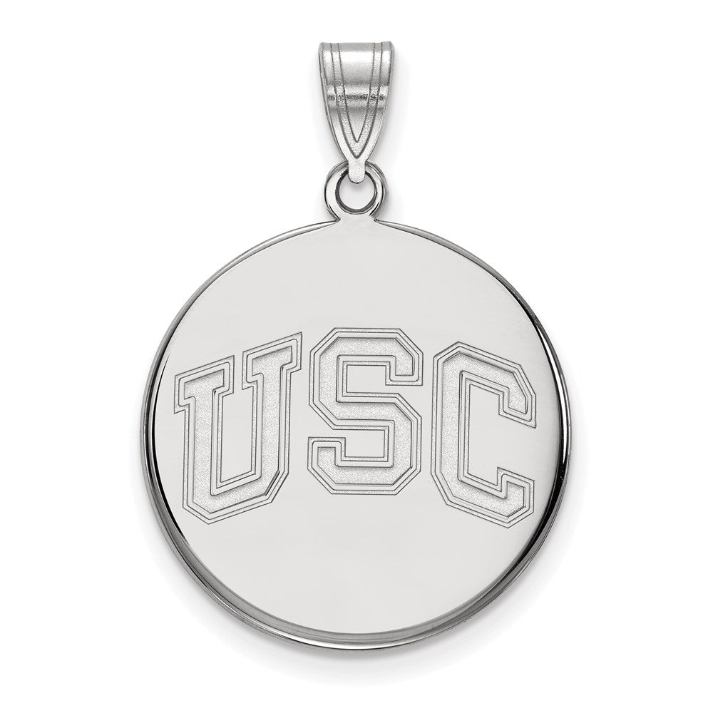 Sterling Silver Rhodium-plated University of Southern California U-S-C Large Disc Pendant