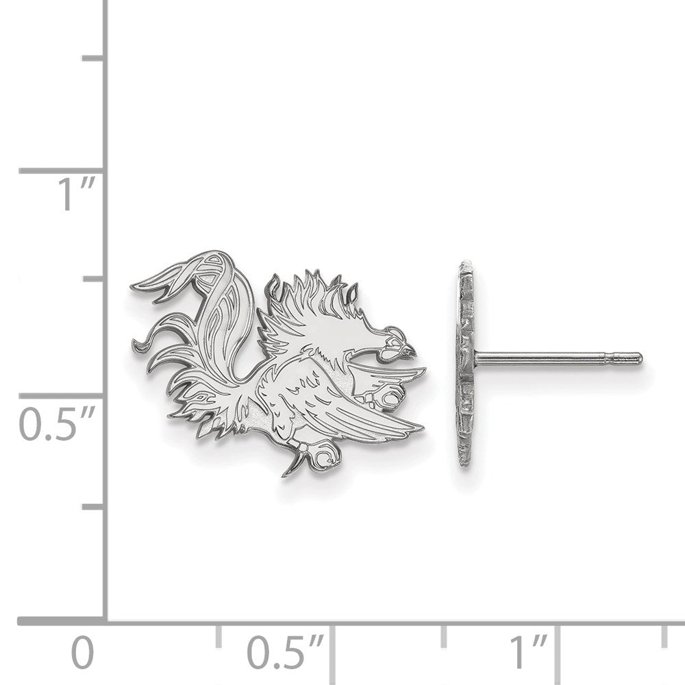 10k White Gold LogoArt University of South Carolina Gamecock Small Post Earrings