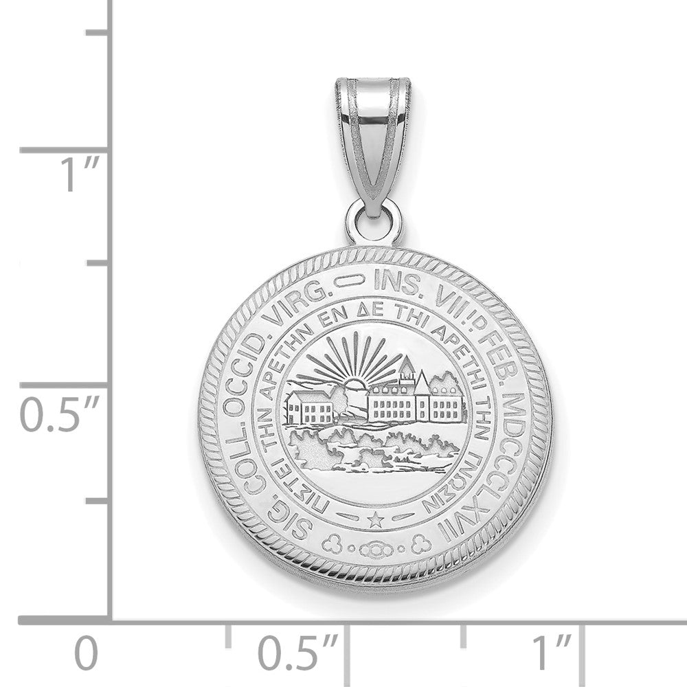 Sterling Silver Rhodium-plated LogoArt West Virginia University Large Crest Pendant