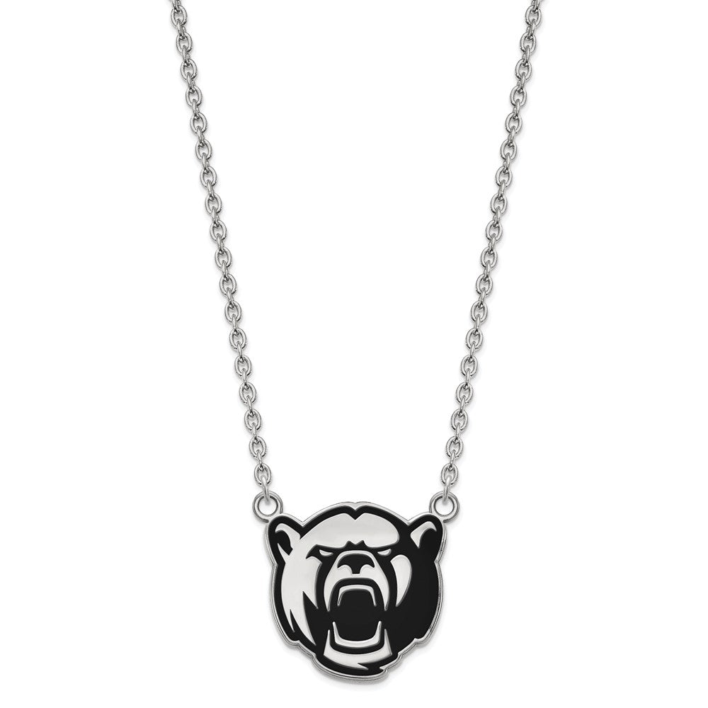 Sterling Silver Rhodium-plated LogoArt Baylor University Large Enameled Pendant 18 inch Necklace