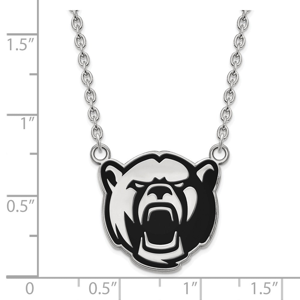 Sterling Silver Rhodium-plated LogoArt Baylor University Large Enameled Pendant 18 inch Necklace