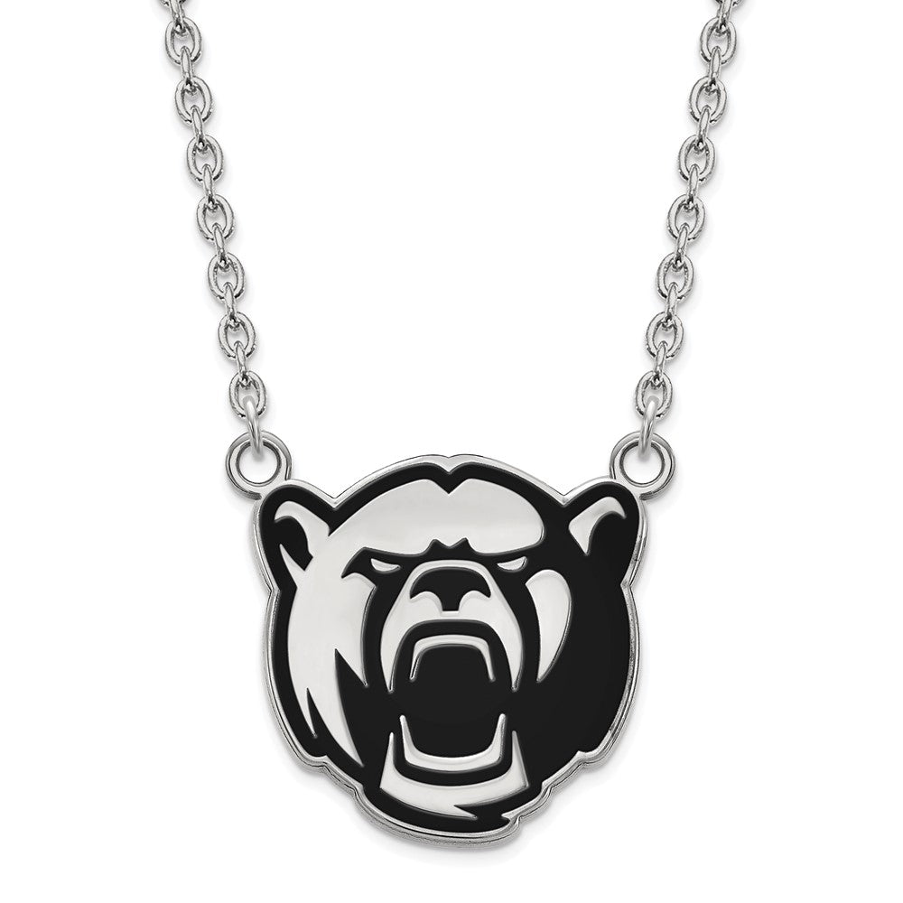 Sterling Silver Rhodium-plated LogoArt Baylor University Large Enameled Pendant 18 inch Necklace