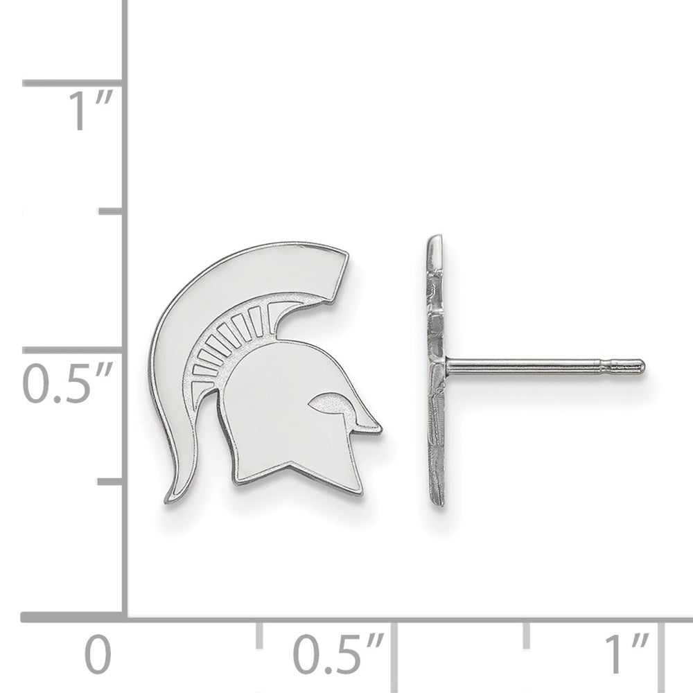 14k White Gold LogoArt Michigan State University Spartan Small Post Earrings