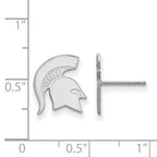 10k White Gold LogoArt Michigan State University Spartan Small Post Earrings