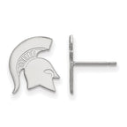 14k White Gold LogoArt Michigan State University Spartan Small Post Earrings