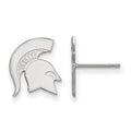 Sterling Silver Rhodium-plated LogoArt Michigan State University Spartan Small Post Earrings