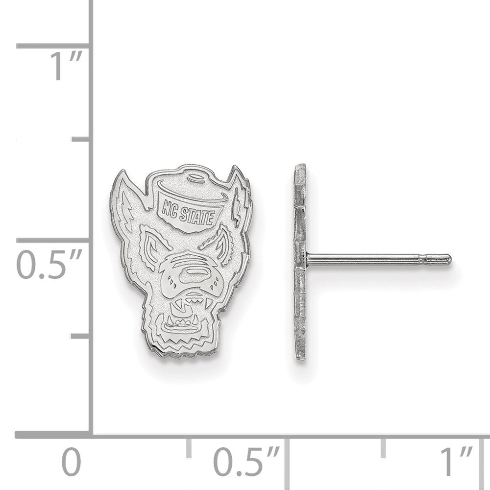 Sterling Silver Rhodium-plated LogoArt North Carolina State University Wolf Small Post Earrings