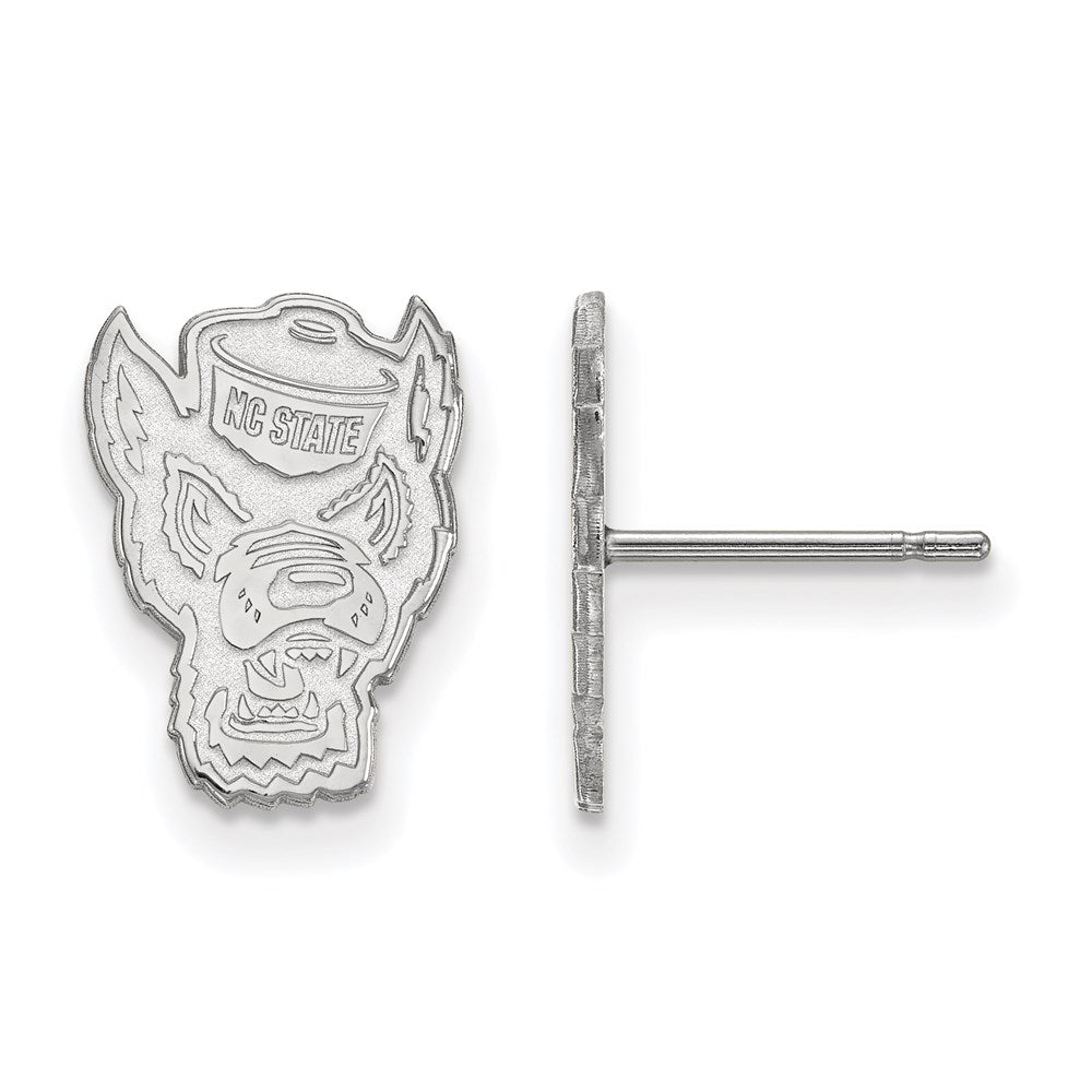 Sterling Silver Rhodium-plated LogoArt North Carolina State University Wolf Small Post Earrings