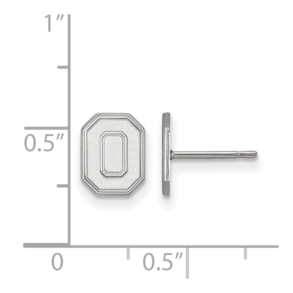 14k White Gold LogoArt The Ohio State University Letter O Extra Small Post Earrings