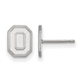 10k White Gold LogoArt The Ohio State University Letter O Extra Small Post Earrings