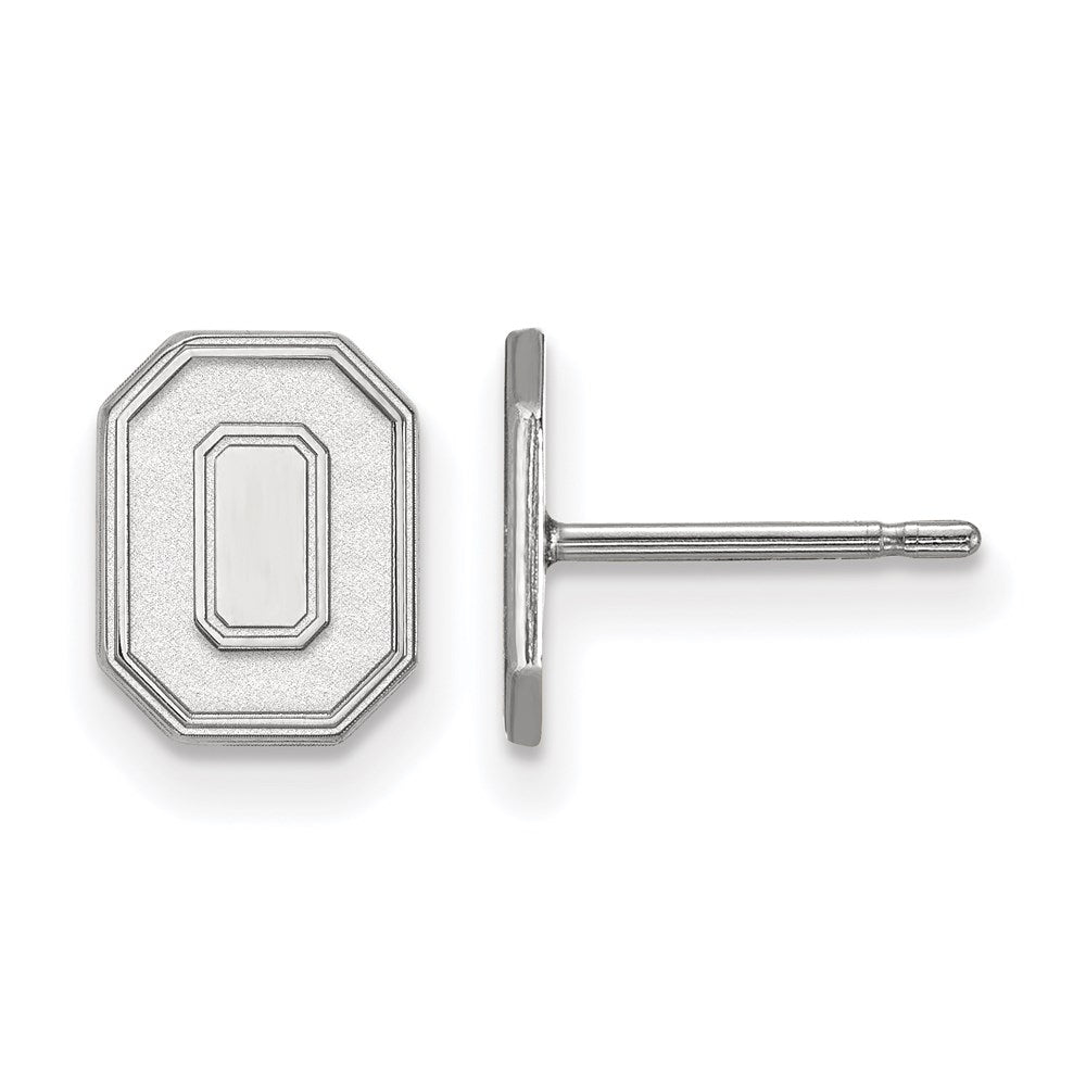 10k White Gold LogoArt The Ohio State University Letter O Extra Small Post Earrings