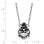 Sterling Silver Rhodium-plated LogoArt Purdue University Boilermakers Train Logo Large Enameled Pendant 18 inch Necklace
