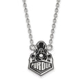 Sterling Silver Rhodium-plated LogoArt Purdue University Boilermakers Train Logo Large Enameled Pendant 18 inch Necklace