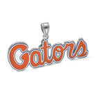 Sterling Silver Rhodium-plated LogoArt University of Florida Gators Script Small Enameled Pendant