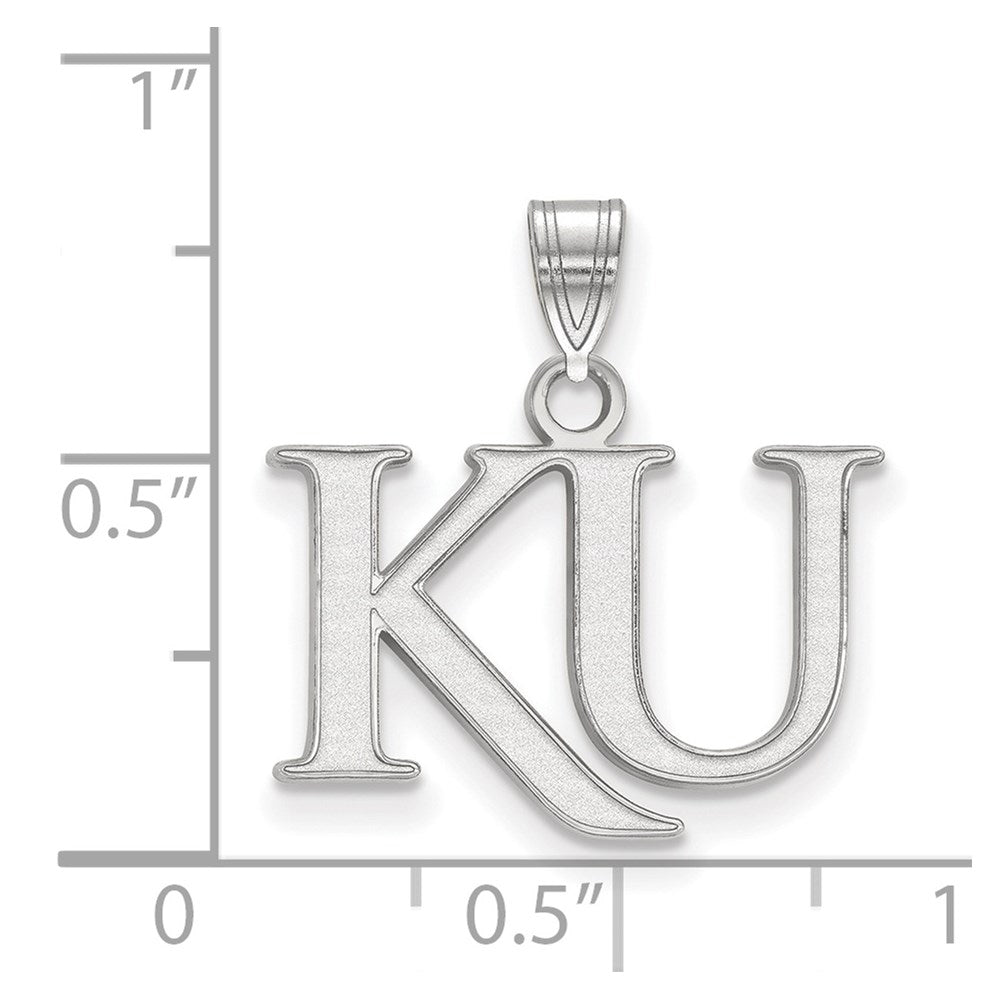 14k White Gold LogoArt University of Kansas K-U Small Pendant