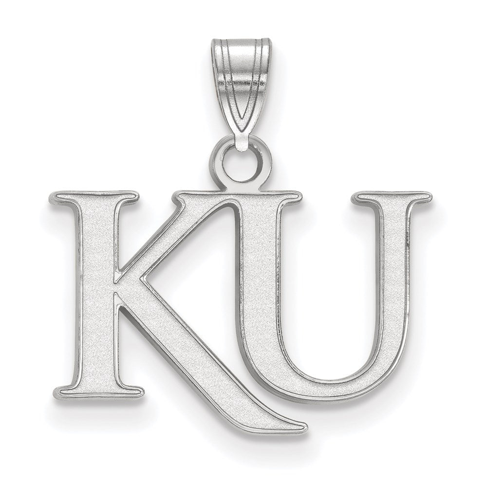 10k White Gold LogoArt University of Kansas K-U Small Pendant