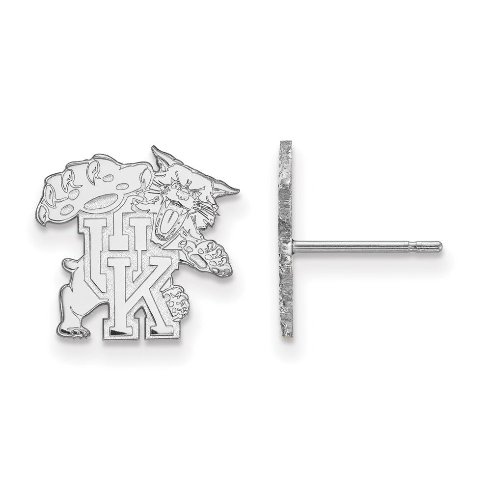 Sterling Silver Rhodium-plated LogoArt University of Kentucky U-K Wildcat Small Post Earrings