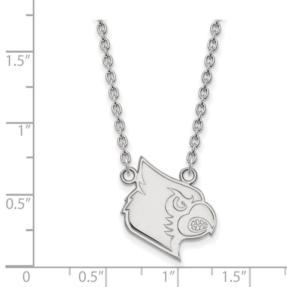 10k White Gold LogoArt University of Louisville Cardinal Large Pendant 18 inch Necklace