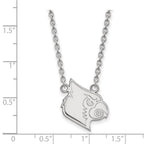 Sterling Silver Rhodium-plated LogoArt University of Louisville Cardinal Large Pendant 18 inch Necklace