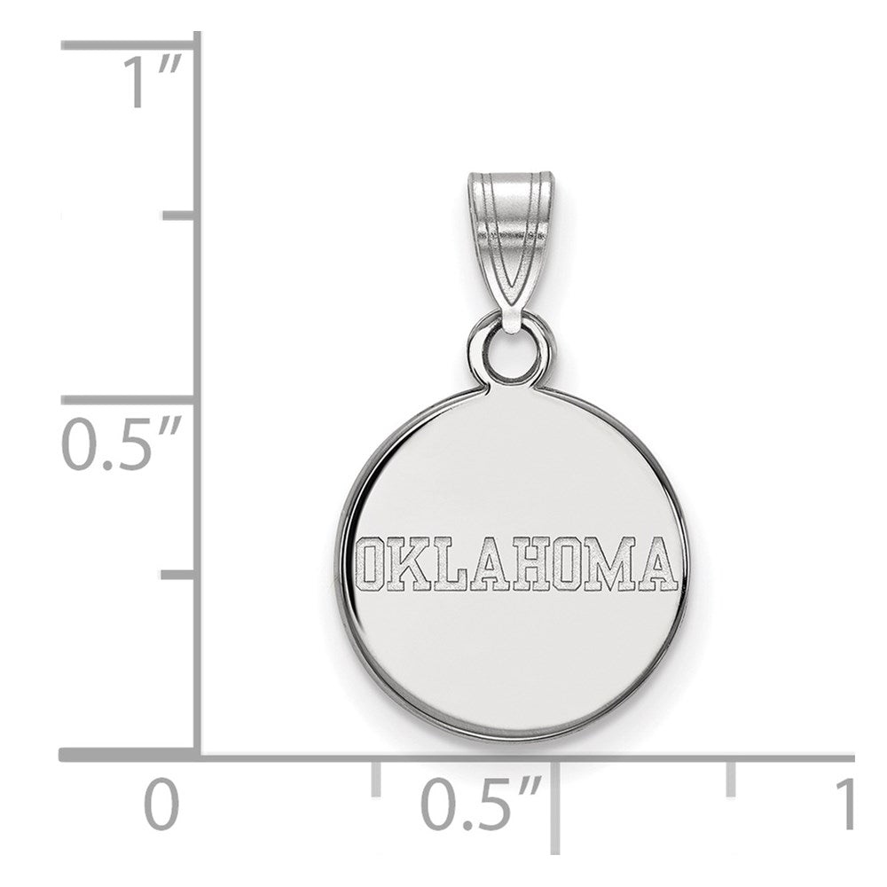 Sterling Silver Rhodium-plated LogoArt University of Oklahoma Small Disc Pendant