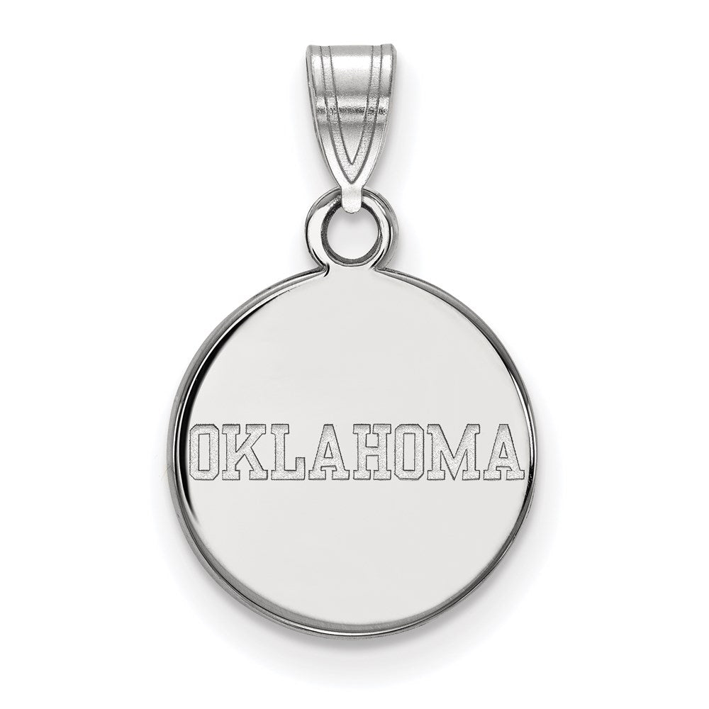 10k White Gold LogoArt University of Oklahoma Small Disc Pendant