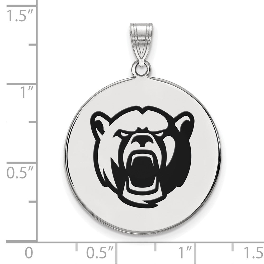 Sterling Silver Rhodium-plated LogoArt Baylor University Extra Large Enameled Disc Pendant