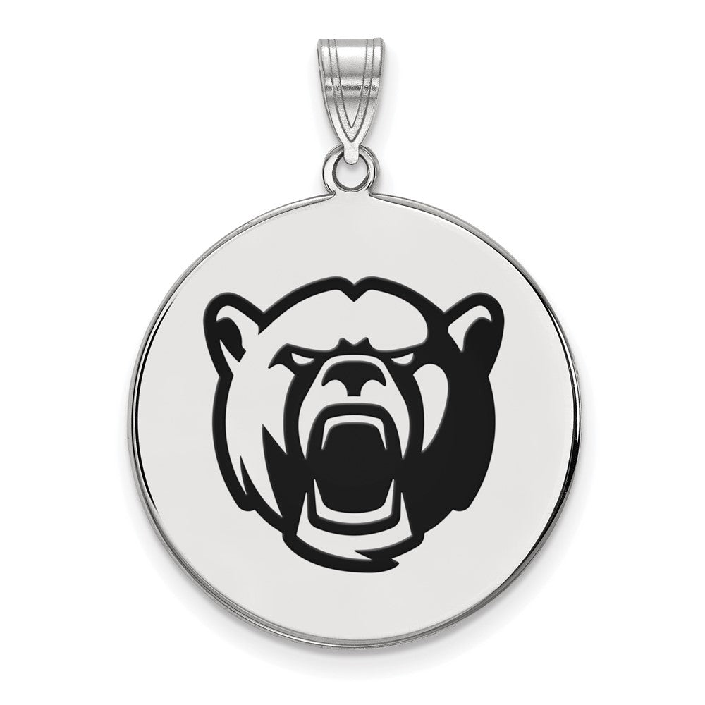 Sterling Silver Rhodium-plated LogoArt Baylor University Extra Large Enameled Disc Pendant