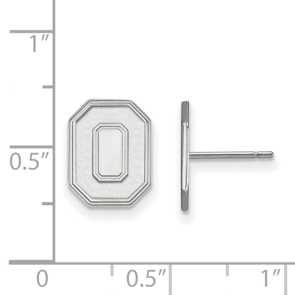 Sterling Silver Rhodium-plated LogoArt The Ohio State University Letter O Small Post Earrings