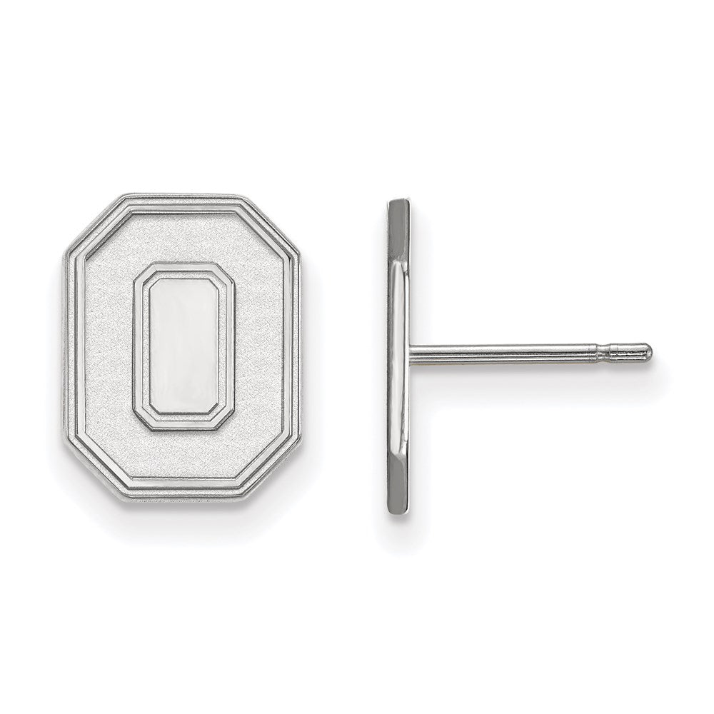 14k White Gold LogoArt The Ohio State University Letter O Small Post Earrings
