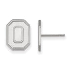 Sterling Silver Rhodium-plated LogoArt The Ohio State University Letter O Small Post Earrings