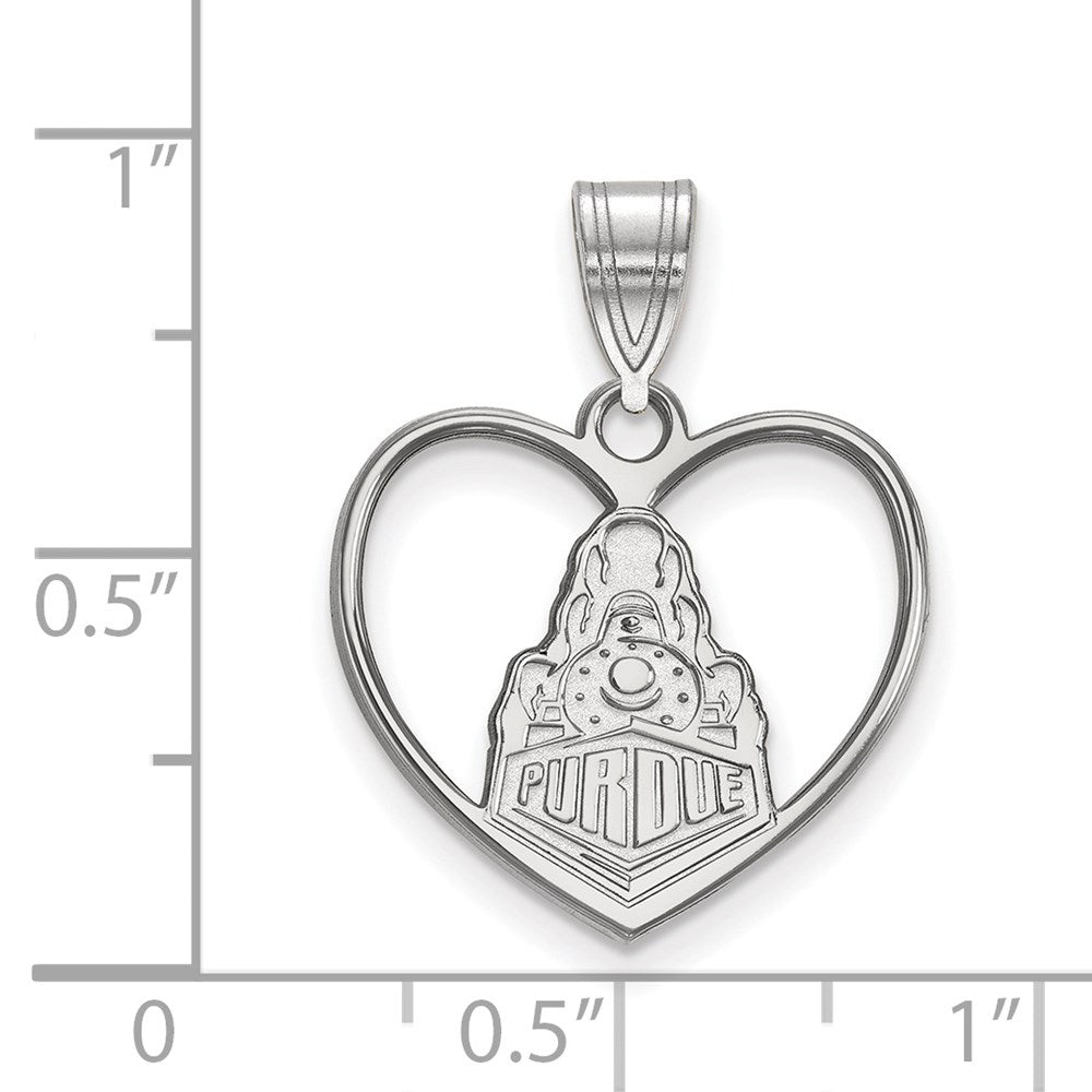 Sterling Silver Rhodium-plated LogoArt Purdue University Boilermakers Train Logo Heart Pendant