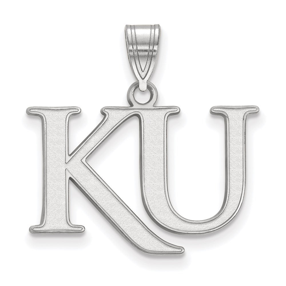 10k White Gold LogoArt University of Kansas K-U Medium Pendant
