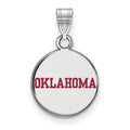 Sterling Silver Rhodium-plated LogoArt University of Oklahoma Small Enameled Disc Pendant