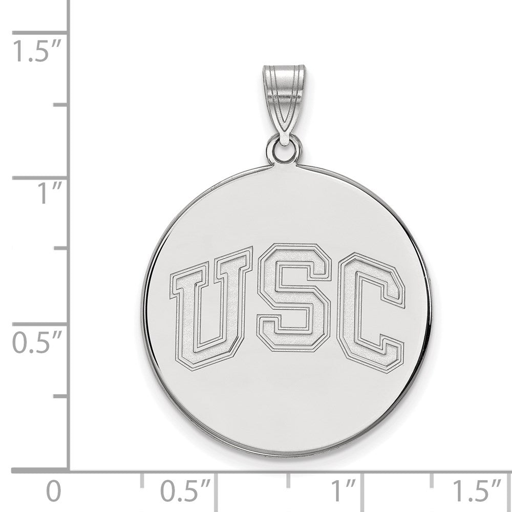 14k White Gold University of Southern California U-S-C Extra Large Disc Pendant
