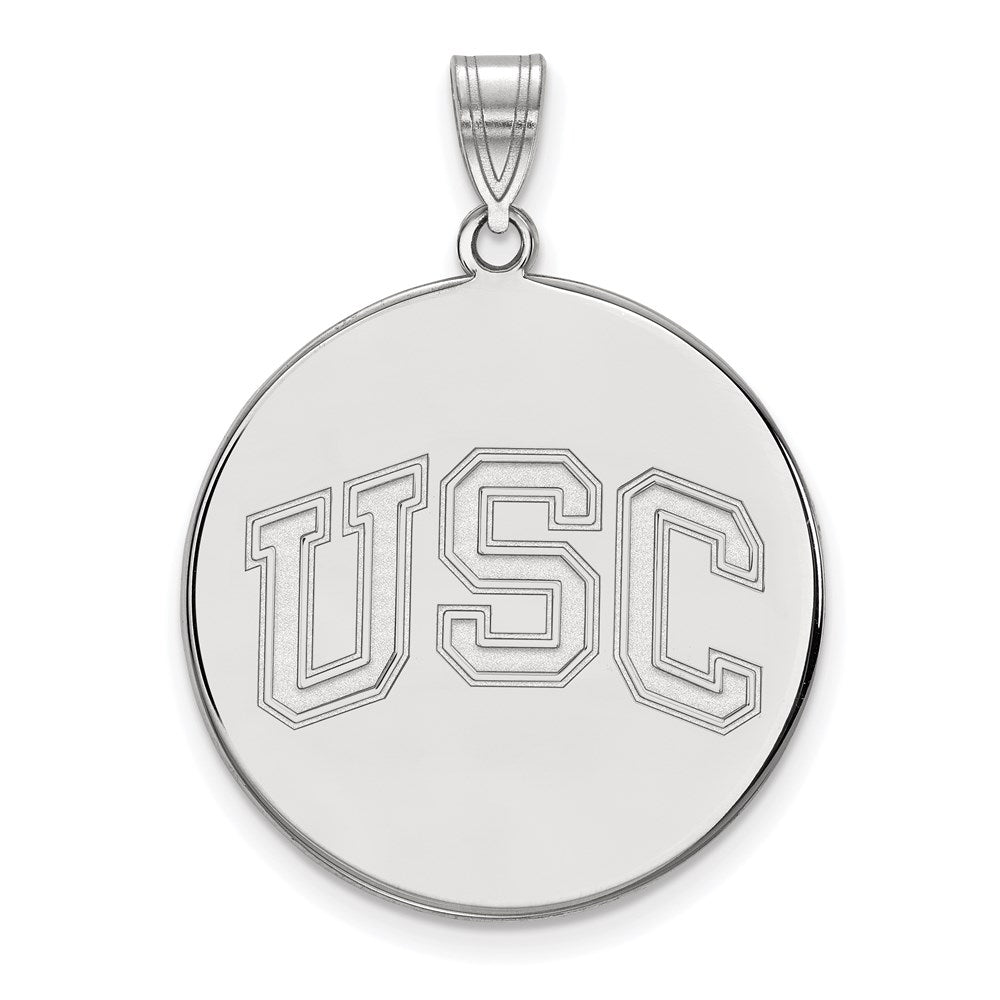 14k White Gold University of Southern California U-S-C Extra Large Disc Pendant