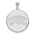Sterling Silver Rhodium-plated University of Southern California U-S-C Extra Large Disc Pendant