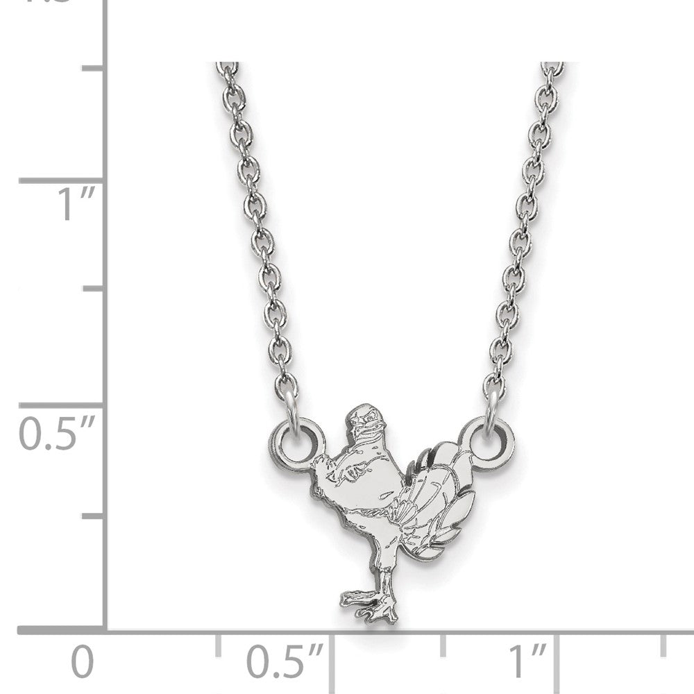 14k White Gold LogoArt Virginia Tech HokieBird Small Pendant 18 inch Necklace